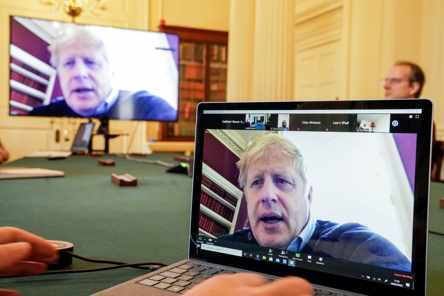 Boris Johnson chairs the morning Covid-19 Meeting by .