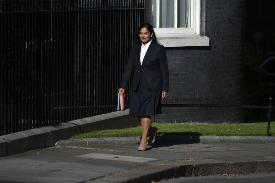 LONDON, July 24, 2019 (Xinhua) -- Britain's Newly-appointed Home Secretary Priti Patel arrives at 10 Downing Street, in London, Britain, on July 24, 2019. Britain's new Prime Minister Boris Johnson named the first of his new front bench ministers on Wednesday night. (Photo by Alberto Pezzali/Xinhua/IANS) by .
