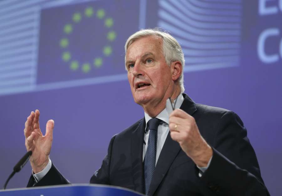 BRUSSELS, Nov. 14, 2018 (Xinhua) -- European Union's chief Brexit negotiator Michel Barnier speaks during a press briefing at European Commission headquarters in Brussels, Belgium, on Nov. 14, 2018. The European Union (EU) and Britain have made decisive steps to end Brexit negotiations, said Michel Barnier Wednesday, sending a clear signal for an upcoming special summit later this month. (Xinhua/Ye Pingfan/IANS) by .