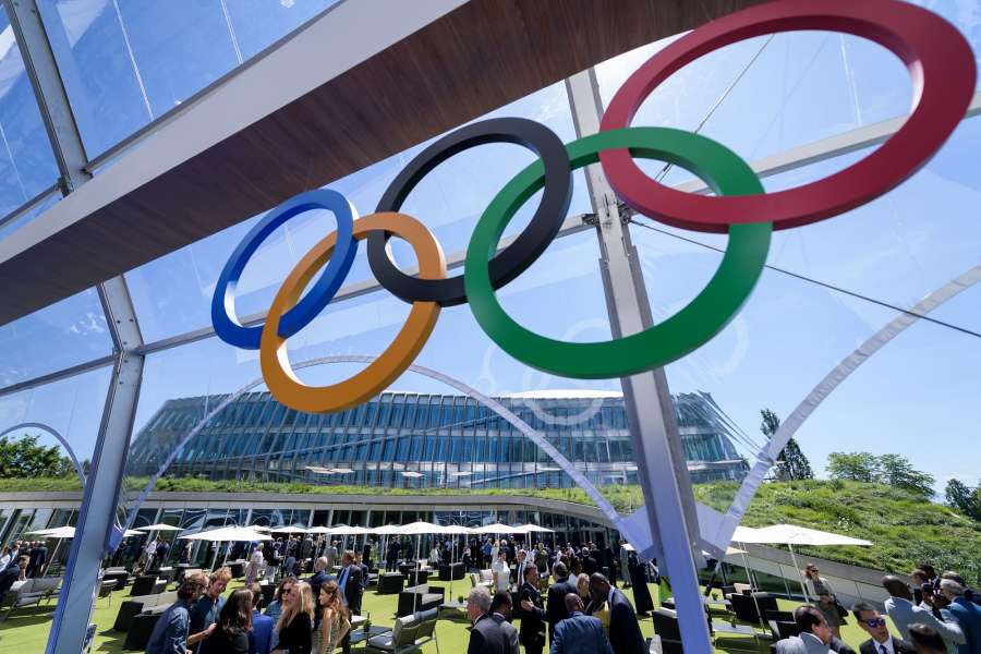 LAUSANNE, June 23, 2019 (Xinhua) -- Guest are seen in front of the Olympic House, the new headquarters of the International Olympic Committee (IOC), in Lausanne, Switzerland, June 23, 2019. (Xinhua/POOL/Fabrice Coffrini/IANS) by .