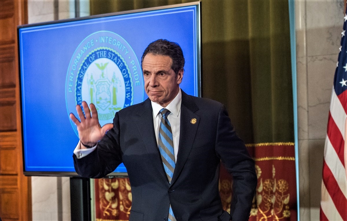 New York Governor Andrew Cuomo at his news conference on Wednesday, April 16, 2020, in state capital, Albany, where he announced he was extending the coronavirus restrictions till May 15. (Photo: NY Governor's Office/IANS). by .