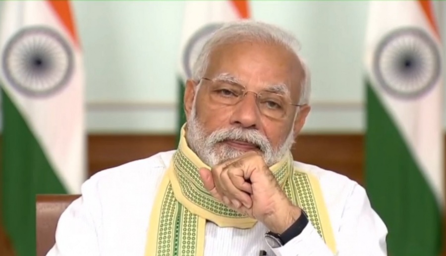 New Delhi: Prime Minister Narendra Modi interacts with Sarpanchs across the country through Video-Conferencing on Panchayati Raj Divas in New Delhi on April 24, 2020. by .