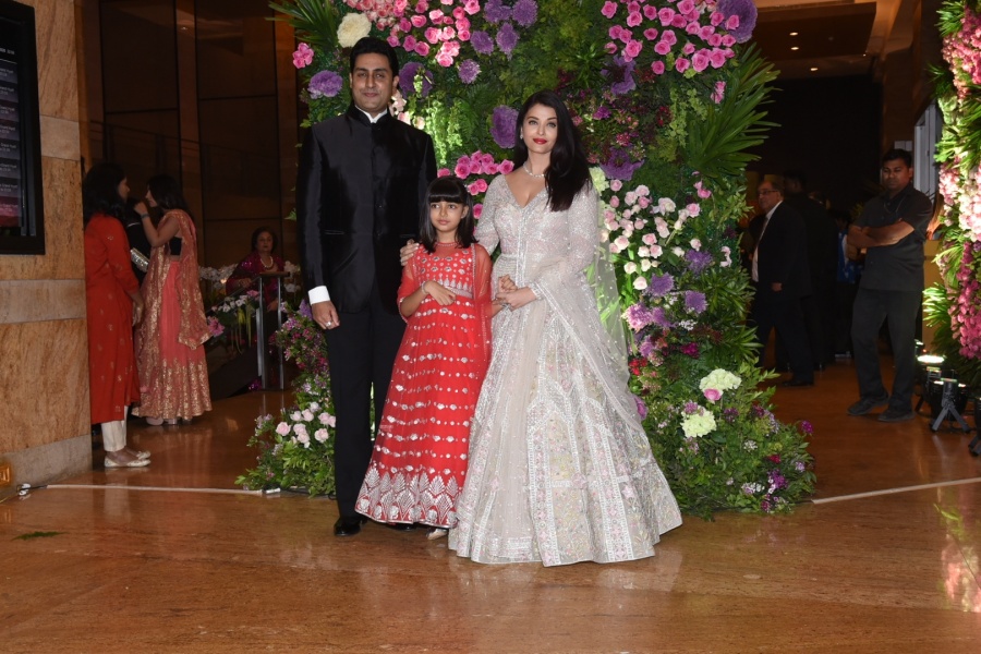 Mumbai: Actor Abhishek Bachchan, his wife Aishwarya Rai Bachchan and their daughter Aaradhya Bachchan at actor Armaan Jain's wedding reception in Mumbai on Feb 3, 2020. (Photo: IANS) by .