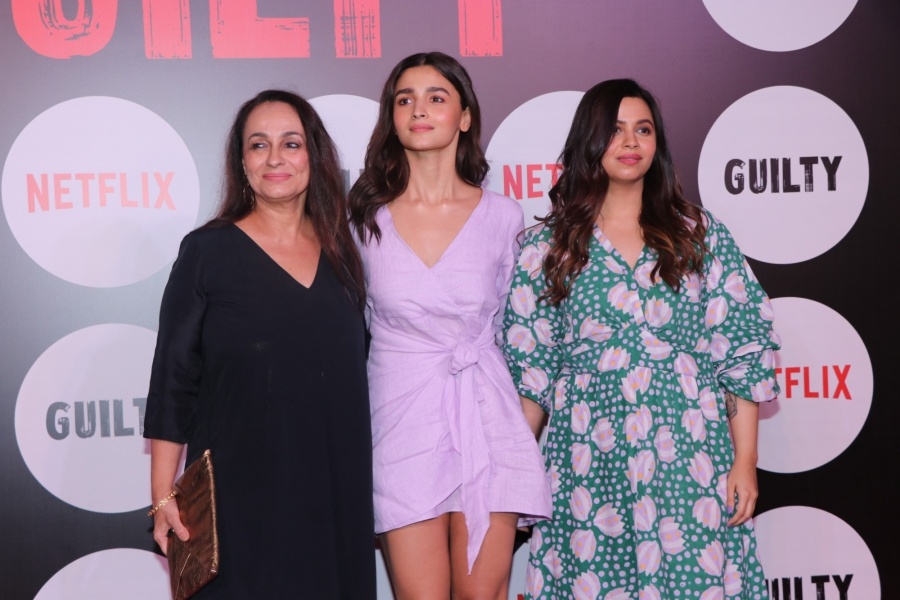 Mumbai: Actress Alia Bhatt with her mother Soni Razdan and her sister Shaheen Bhatt at the screening of the upcoming web film "Guilty" in Mumbai on March 4, 2020. (Photo: IANS) by .