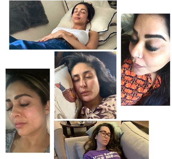 Bollywood divas Kareena Kapoor Khan, Karisma Kapoor, Malaika Arora and Amrita Arora are setting serious friendship goals with their new post on social media. Kareena on Tuesday took to Instagram, where she shared a photo-collage of her girl gang -- Karisma, Malaika, Amrita and Malika Bhat -- resting with their eyes closed while in self-quarantine. by .