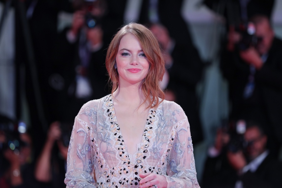 VENICE (ITALY), Aug. 30, 2018 (Xinhua) -- Actress Emma Stone attends the premiere of film "The Favourite" at the 75th Venice International Film Festival in Venice, Italy, Aug. 30, 2018. (Xinhua/Cheng Tingting/IANS) by .