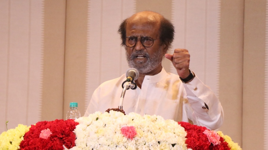 Chennai: Actor turned politician Rajinikanth addresses the media in Chennai on March 12, 2020. Asserting that he was not getting into politics for the sake of power, actor turned politician Rajinikanth on Thursday ruled himself out of the race for the Tamil Nadu Chief Minister's post and said there was an urgent need for a change in the system. (Photo: IANS) by .