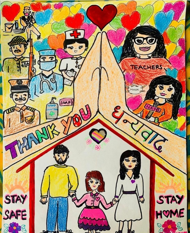 Aaradhya Bachchan thanks Corona Warriors with a drawing. by .