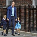 LONDON, April 24, 2018 (Xinhua) -- Britain's Prince William (C), Duke of Cambridge arrives with Prince George (L) and Princess Charlotte to visit Britain's Catherine, Duchess of Cambridge, who has given birth to a baby boy at St Mary's Hospital in London, Britain, on April 23, 2018. Princess Kate on Monday gave birth to a boy, her third child, who is the fifth in line to the British throne. (Xinhua/Stephen Chung/IANS) by .