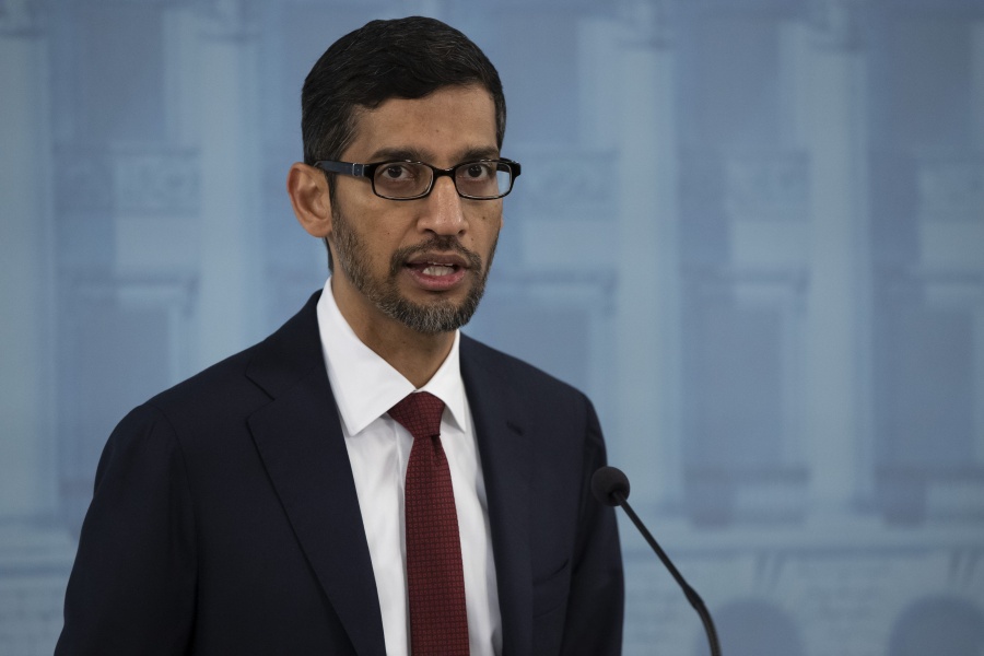 HELSINKI, Sept. 20, 2019 (Xinhua) -- Google CEO Sundar Pichai attends a joint press conference with Finnish Prime Minister Antti Rinne (not in the picture) in Helsinki, Finland, on Sept. 20, 2019. Google CEO Sundar Pichai said here on Friday that the internet giant had decided to invest 3 billion euros (3.3 billion U.S. dollars) to expand its data centers in Europe over the next two years. (Photo by Matti Matikainen/Xinhua/IANS) by .