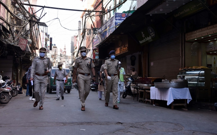 New Delhi: Security beefed up near Jama Masjid during Eid-Ul-Fitr celebrations in Delhi amid the fourth phase of the nationwide lockdown imposed to mitigate the spread of coronavirus, in Delhi on May 25, 2020. (Photo: IANS) by .
