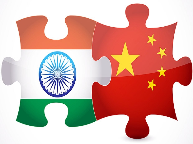 India and China Flags. by .