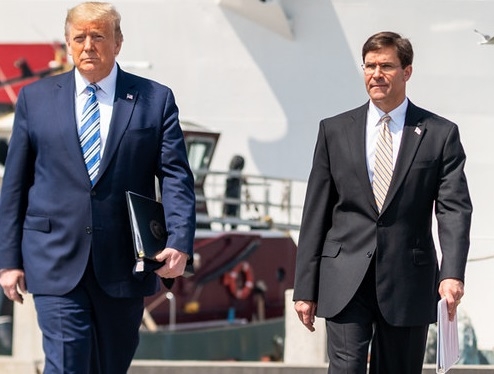 United States President Donald Trumpp and Defence Secretary Mark Esper. (File photo: White House/IANS) by .