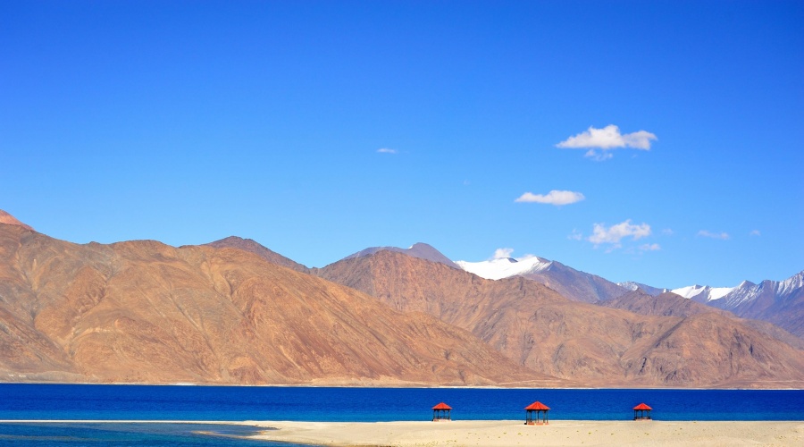 A view of Pangong Lake, situated on Indo-China border in Jammu and Kashmir at a height of about 14,270 fee. (Photo: IANS) by .