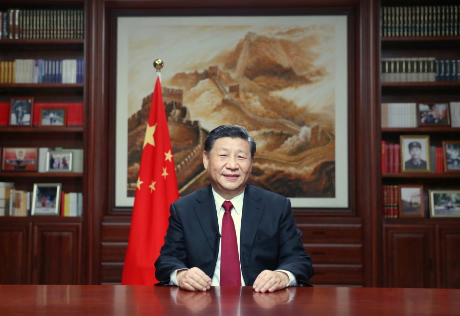 BEIJING, Dec. 31, 2019 (Xinhua) -- Chinese President Xi Jinping delivers a New Year speech Tuesday evening in Beijing to ring in 2020. (Xinhua/Ju Peng/IANS) by .