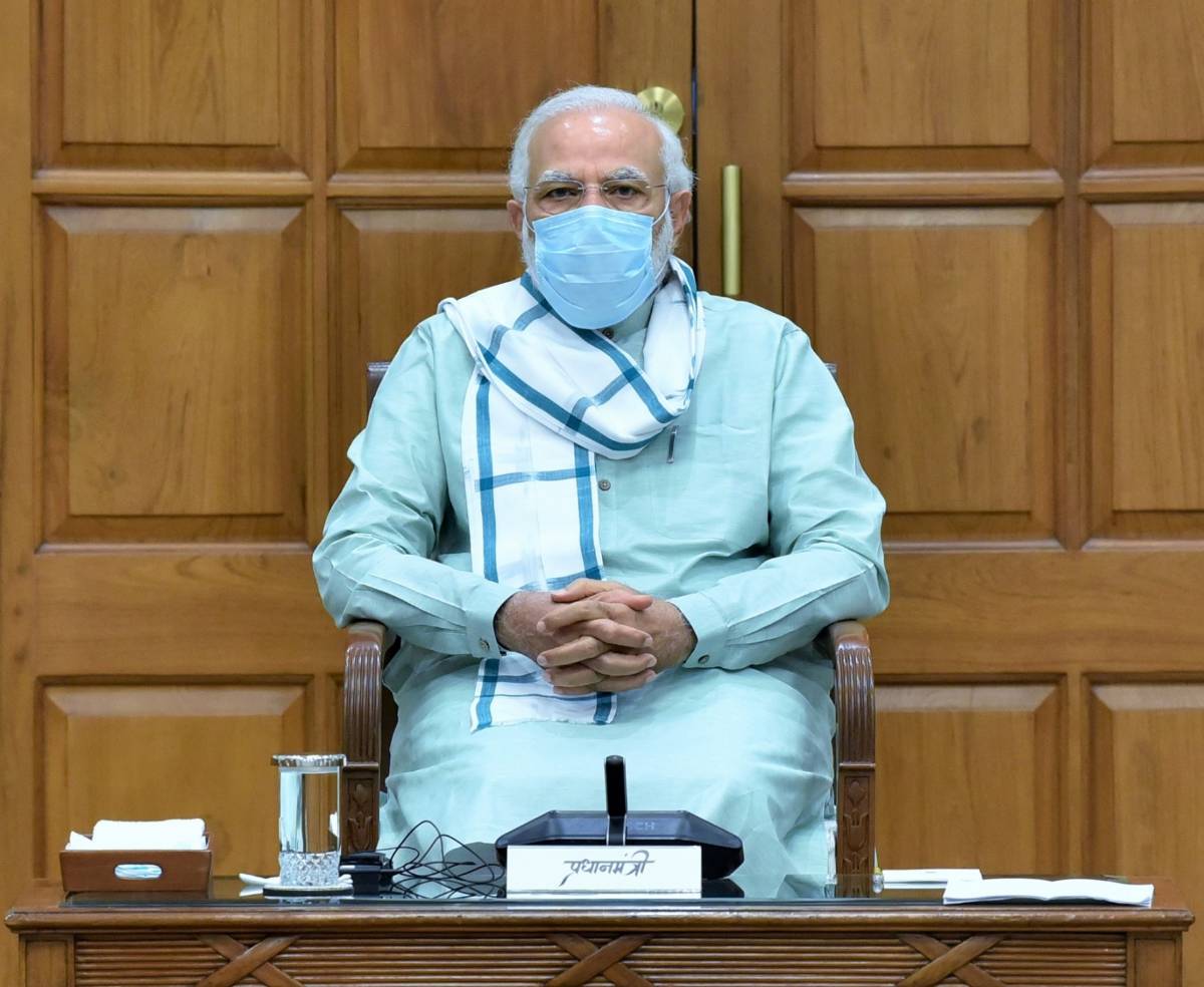 New Delhi: Prime Minister Narendra Modi chairs the Cabinet meeting, in New Delhi on June 24, 2020. (Photo: IANS/PIB) by . 