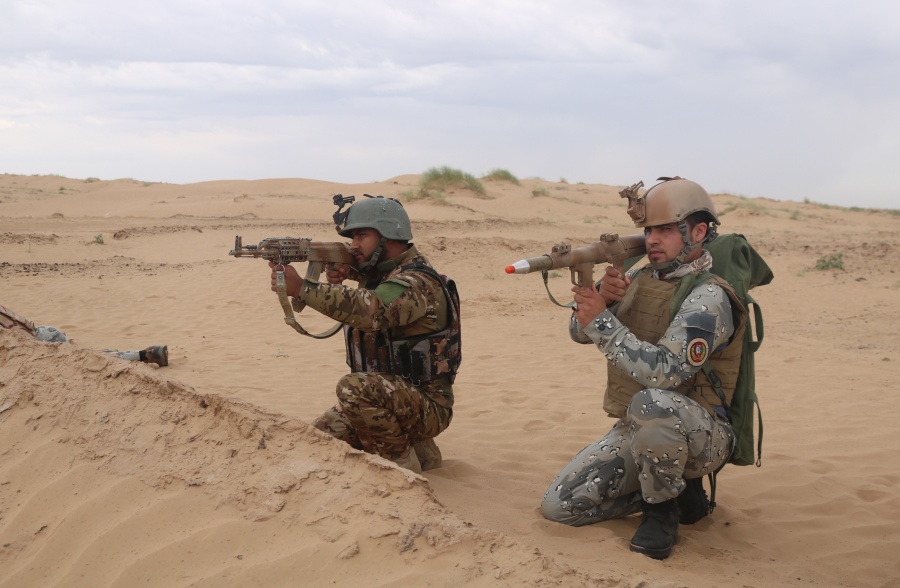 JAWZJAN, May 26, 2019 (Xinhua) -- Members of the Afghan security force take part in an operation in Jawzjan province, Afghanistan, May 25, 2019. Fighting rages across the war-torn country and clashes between security forces and Taliban have been continuing since early April when the Taliban launched an annual rebel offensive. (Xinhua/Mohammad Jan Aria/IANS) by .