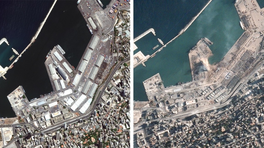 Satellite images show scale of destruction after Beirut explosions. by .