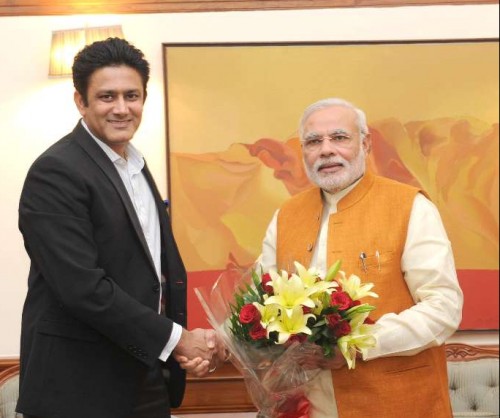 Former cricketer Anil Kumble calls on Prime Minister Narendra Modi in New Delhi 